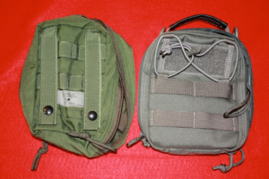 Pictured are medical pouches from Eagle Industries and Maxpedition. Another common brand is Rothco. They range in price from approximately $15 to $45 each.