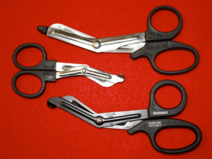 Pictured are 3.5” and 5.5” light duty Trauma Sheers from Rescue Essentials and Ronson. Other, more robust sheers are available. They range in price from approximately $3 to $50 each.